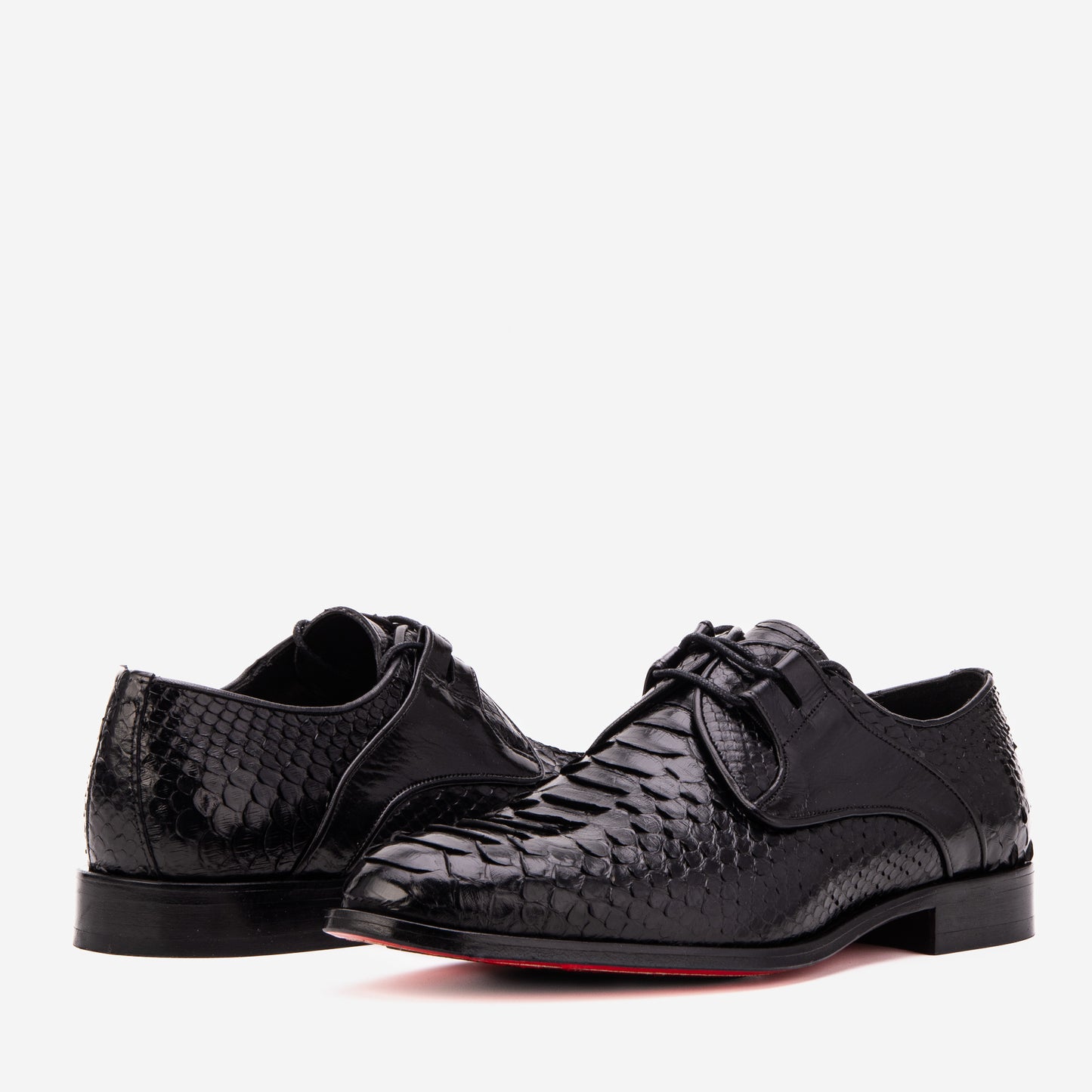 The Valmont Black Python Leather Derby Men Shoe