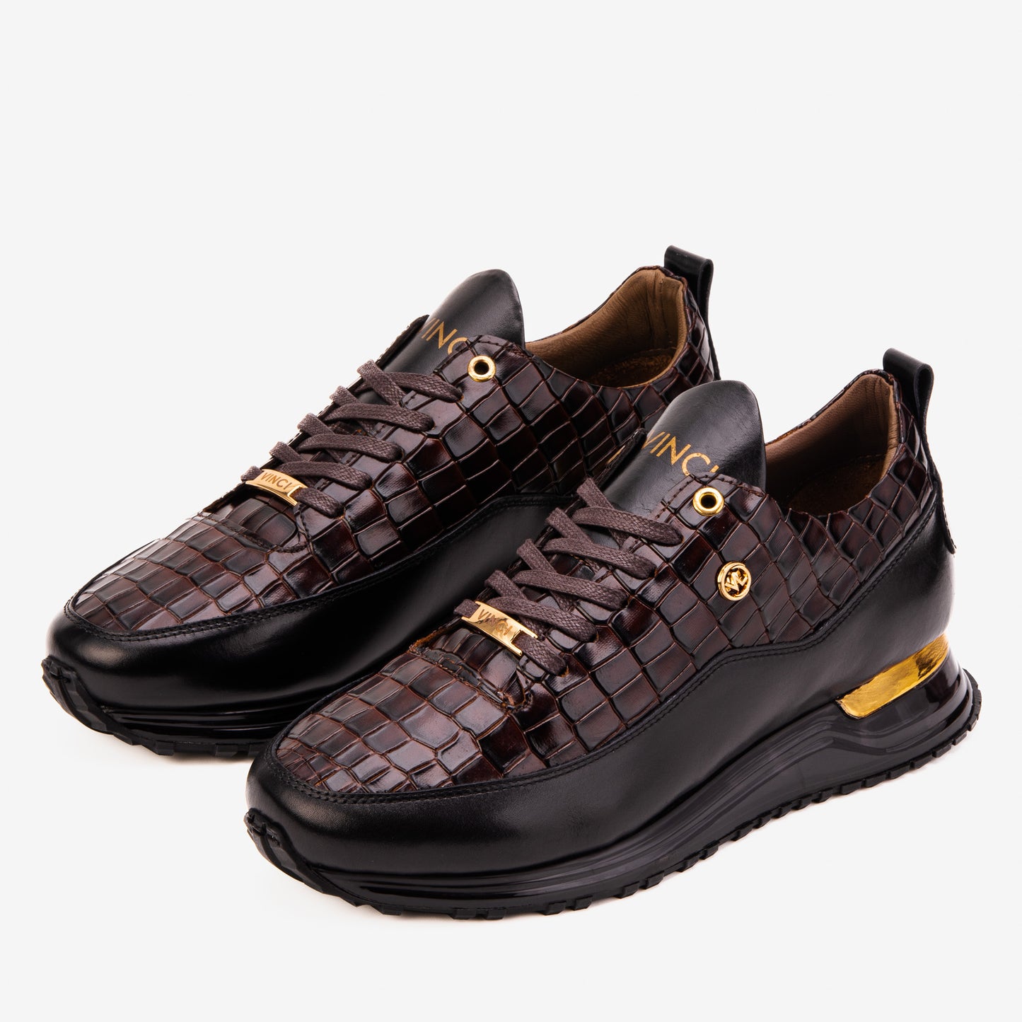 The Marseille Brown Croc-Embossed Leather Men Sneaker