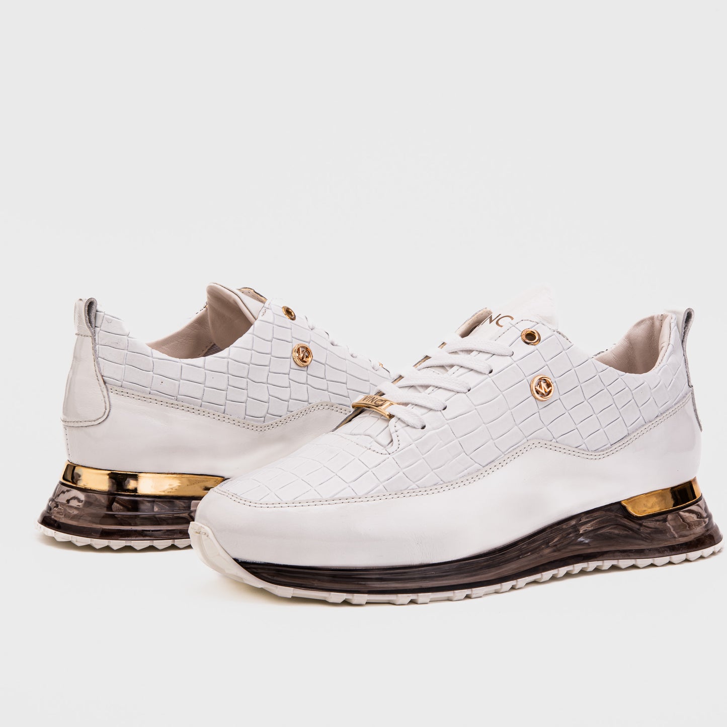 The Marseille White Croc-Embossed Leather Men Sneaker