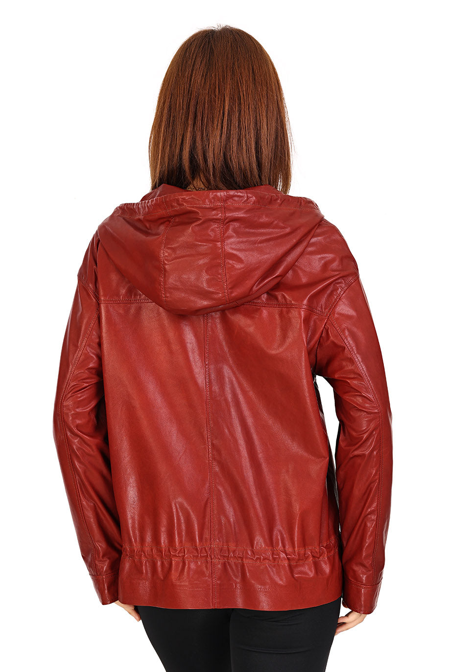 La chaqueta de cuero roja de Muncy para mujer