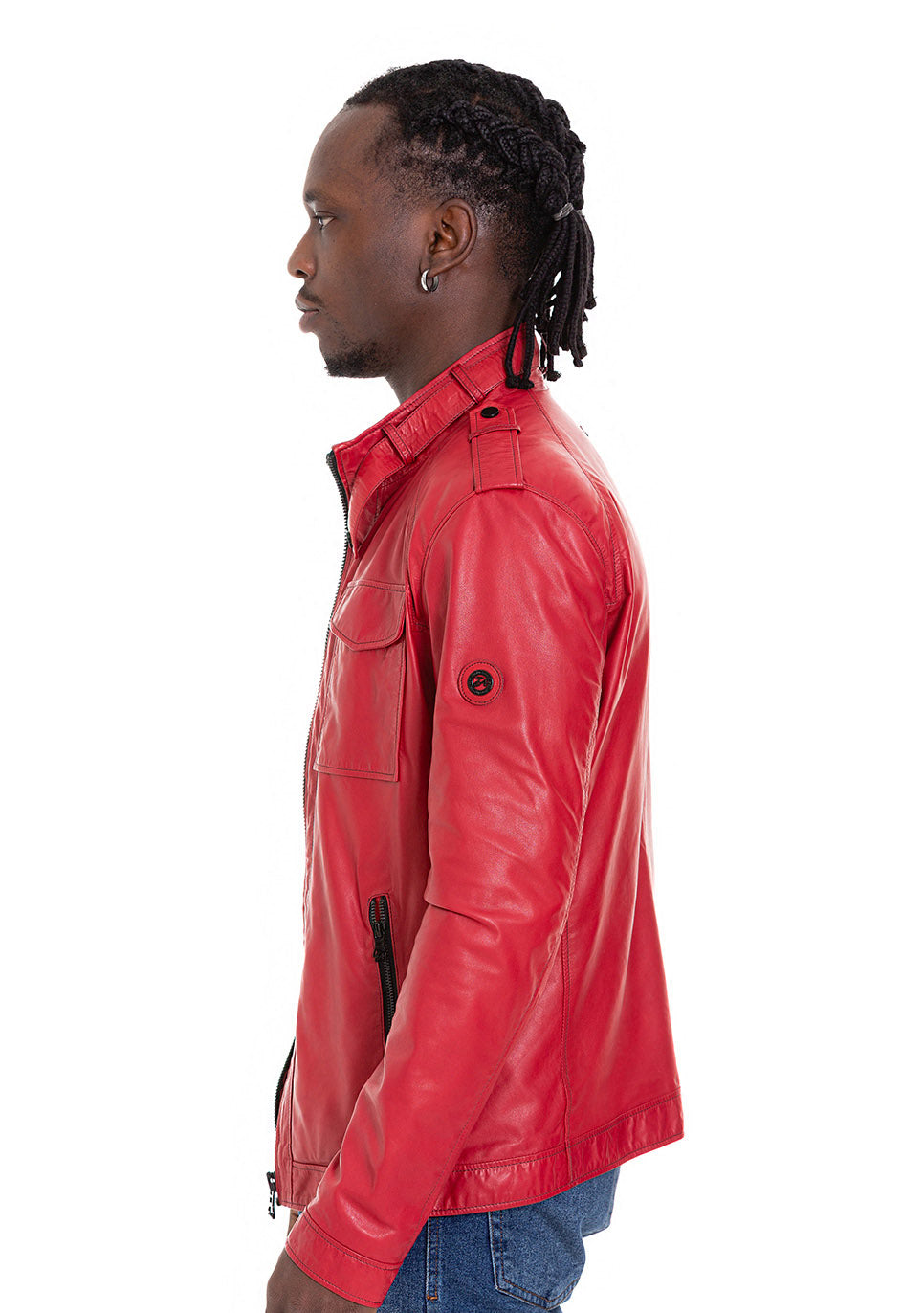 Chaqueta de cuero roja para hombre The Ravine