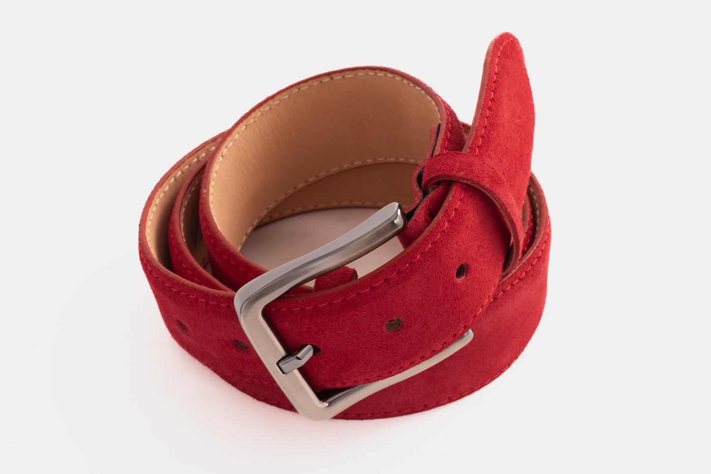 Cinturón de piel de ante rojo Bari