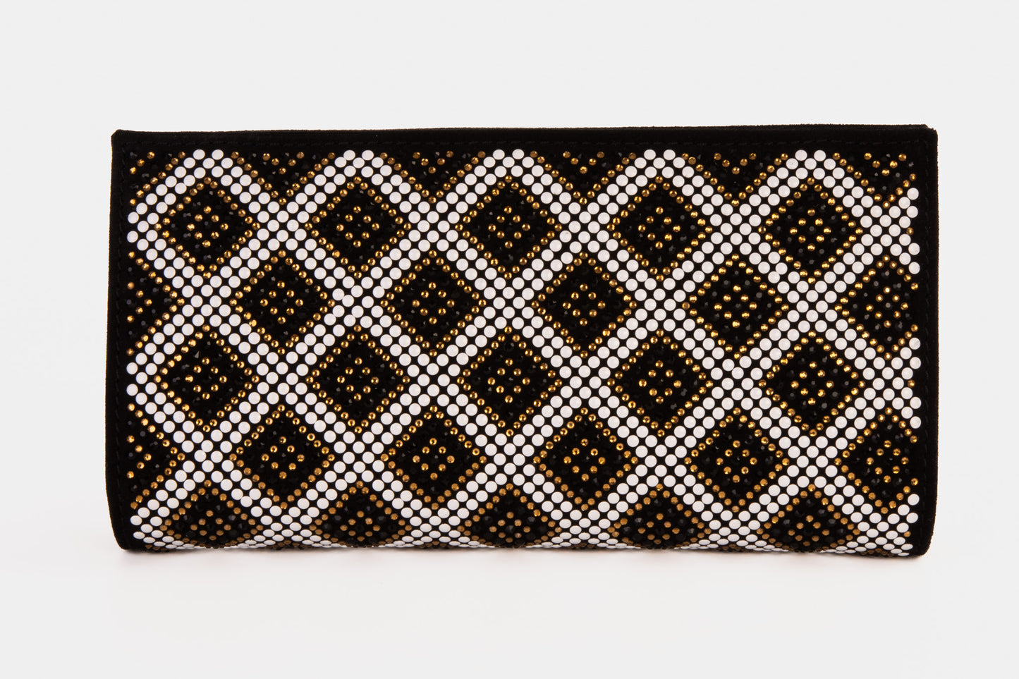 The Nampula Black Glitter Suede Leather Small Clutch