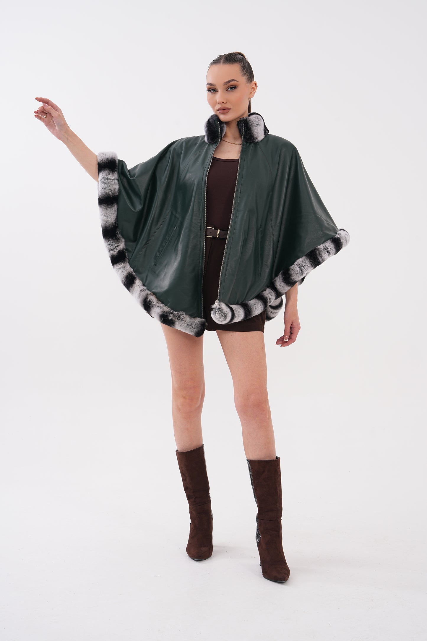 Chaqueta reversible de cuero para mujer Glacier Verde Bosque