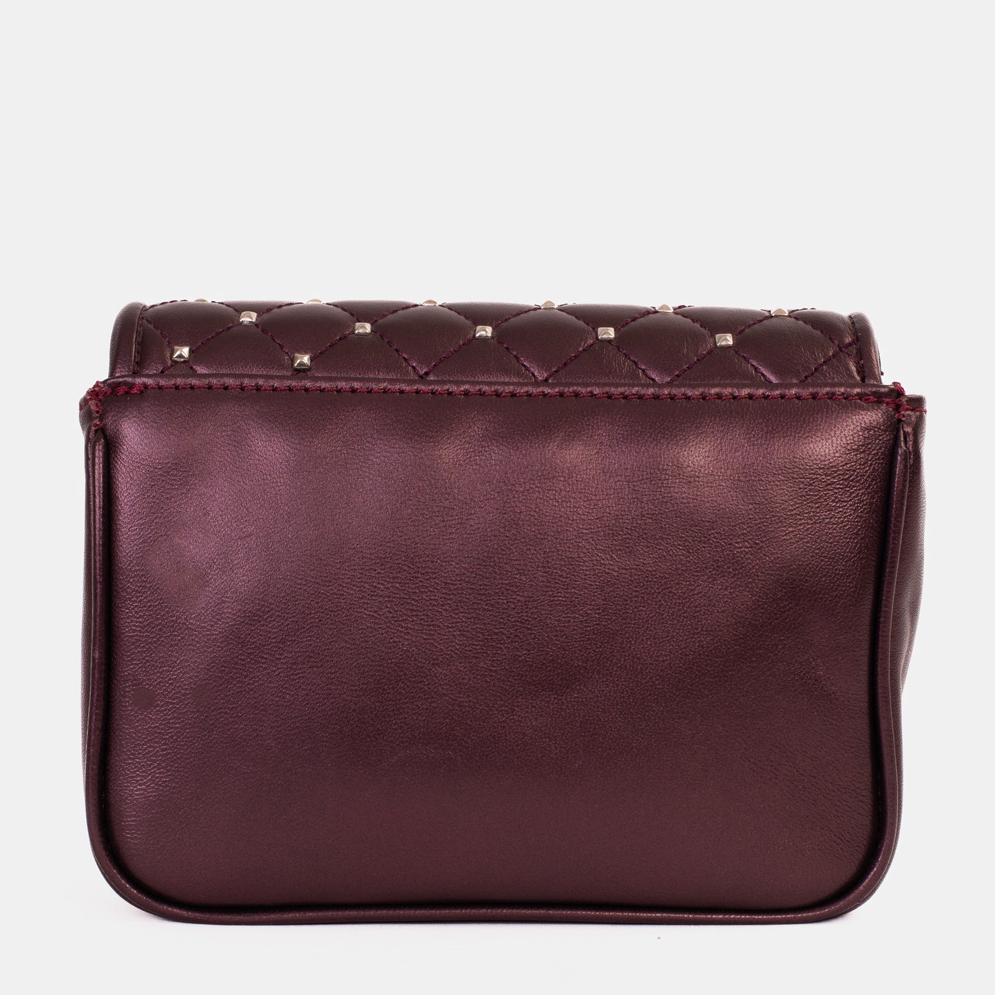 El bolso de mano de piel burdeos Leno