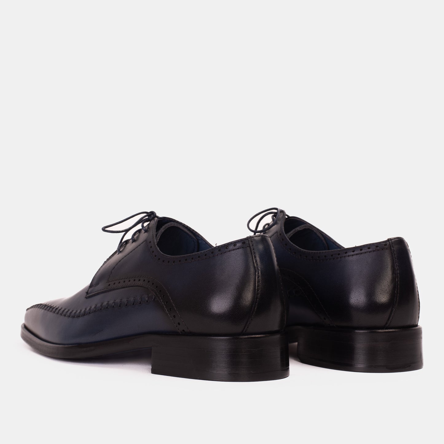 The Moon Navy Blue Leather Derby Men Shoe