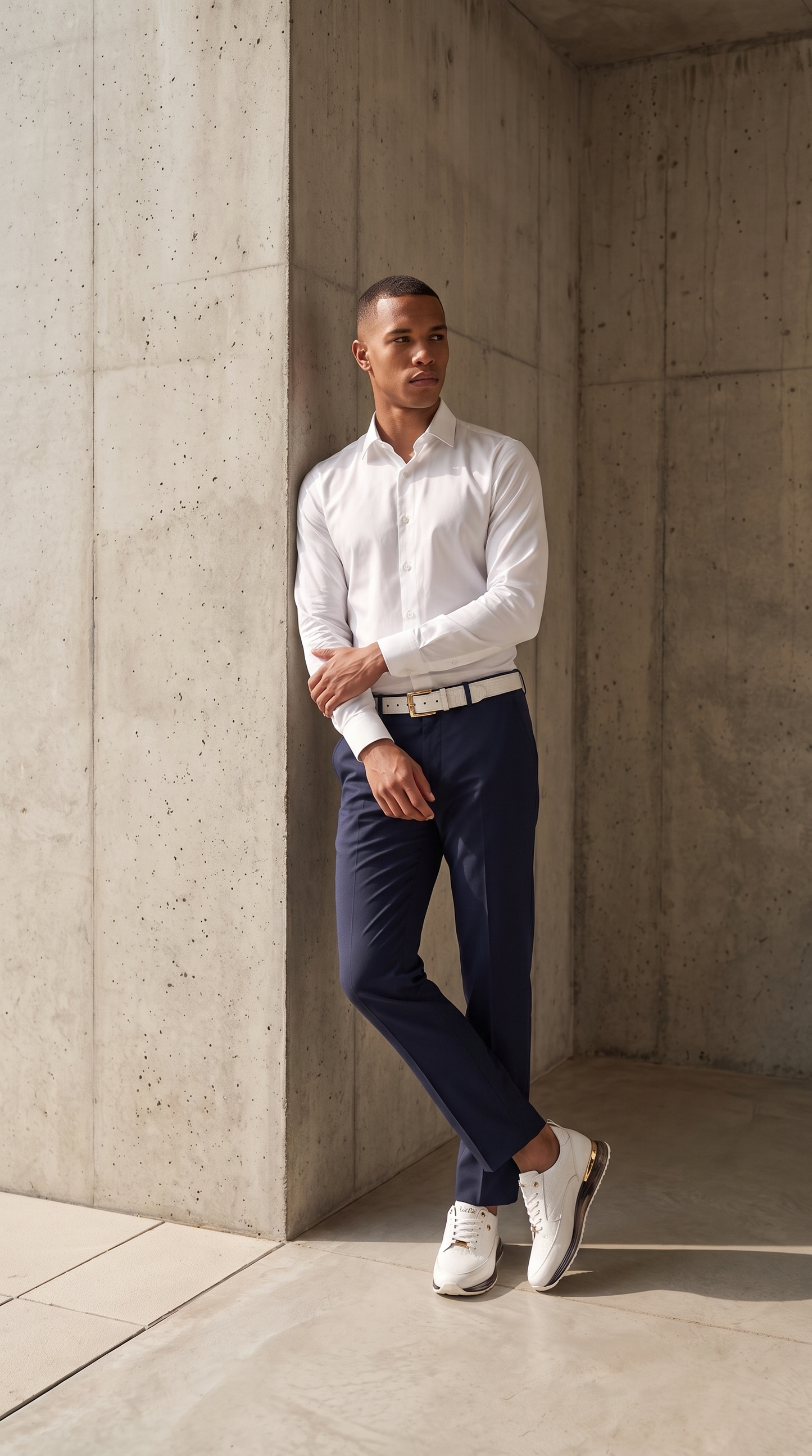 Zapatillas blancas de cuero para hombre Marseille
