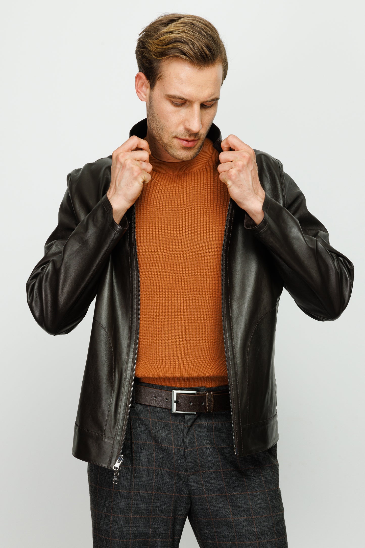 La chaqueta de cuero negra para hombre de Del Rio