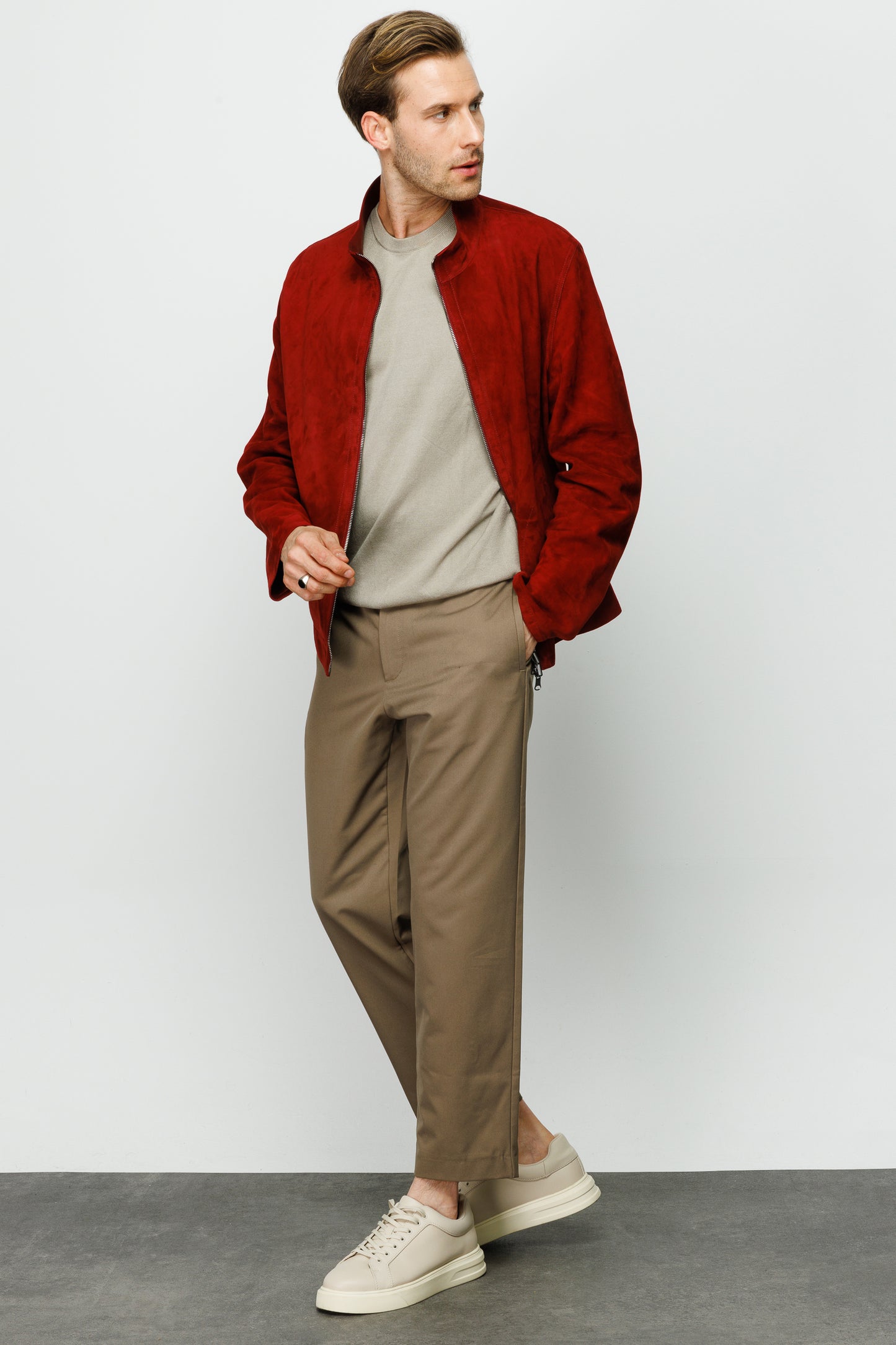 La chaqueta de cuero burdeos Alba para hombre