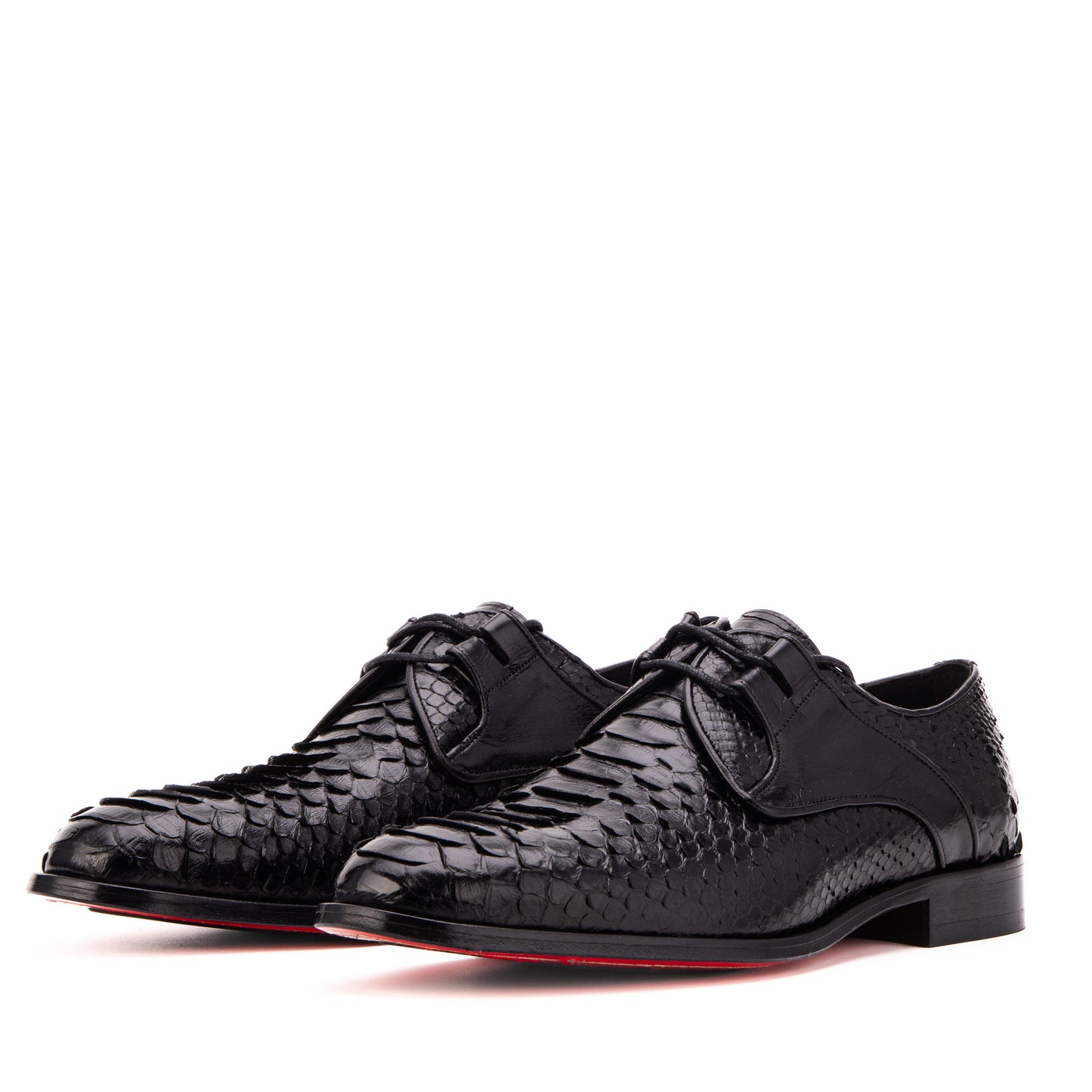 The Valmont Black Python Leather Derby Men Shoe