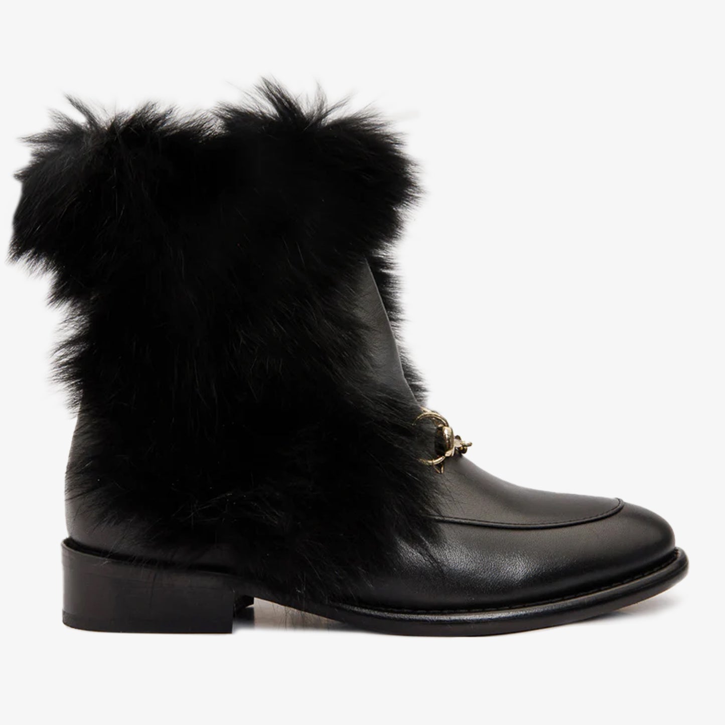 Bota de mujer de media pantorrilla de piel natural y cuero negro Izmir