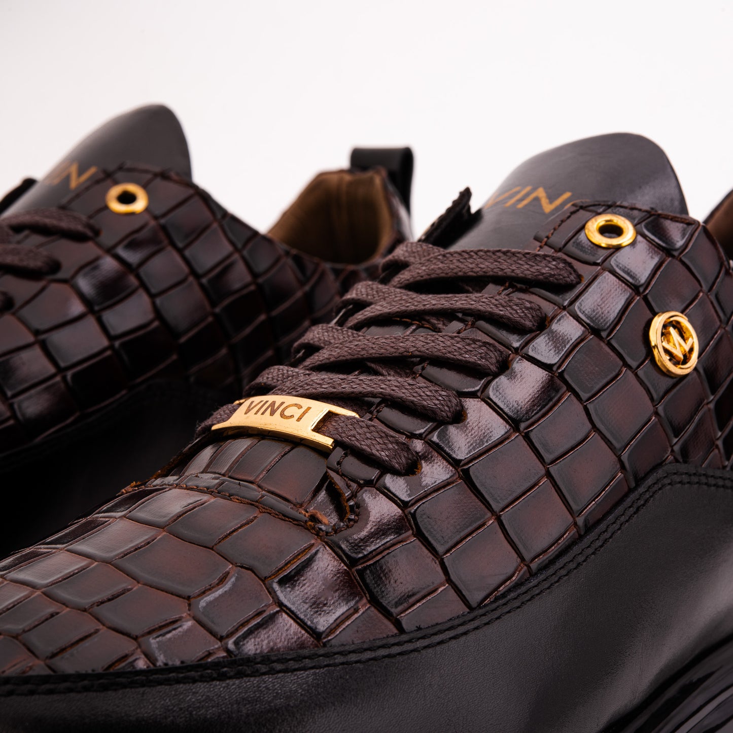 The Marseille Brown Croc-Embossed Leather Men Sneaker