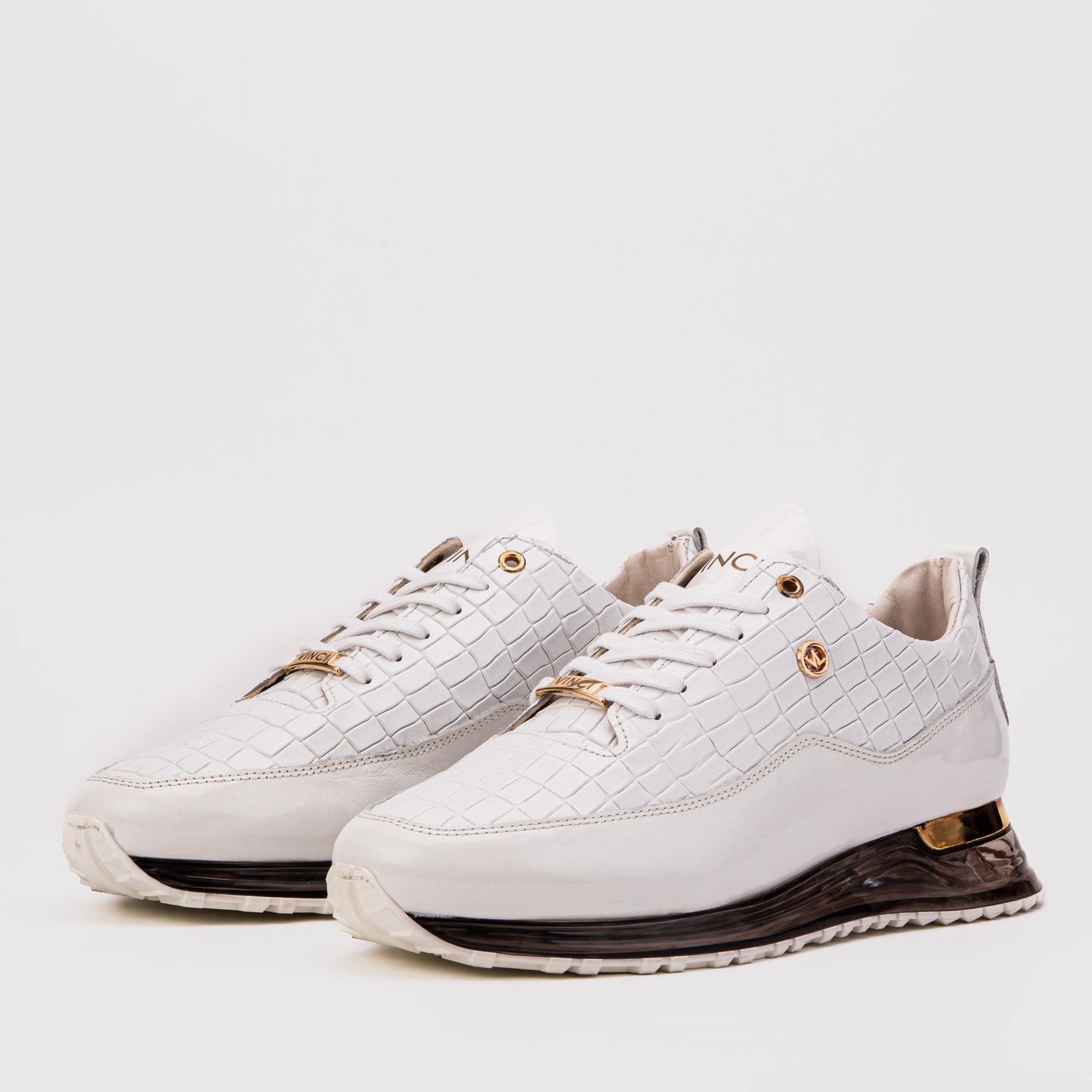 The Marseille White Croc-Embossed Leather Men Sneaker