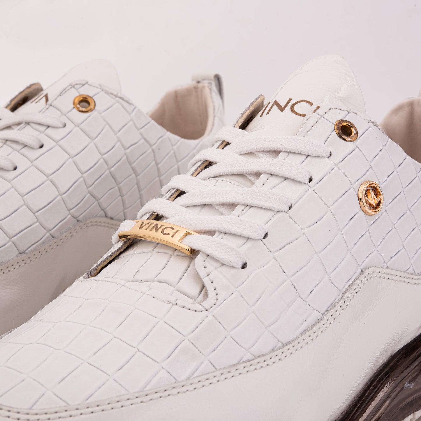 The Marseille White Croc-Embossed Leather Men Sneaker