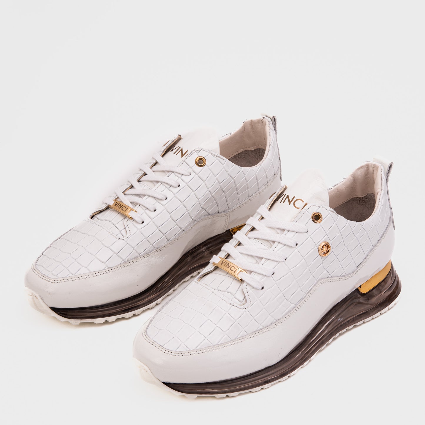 The Marseille White Croc-Embossed Leather Men Sneaker