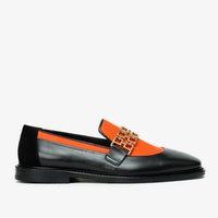 The Gemena Black & Orange Leather Bit Dress Loafer Men Shoe  Final Sale!