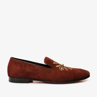 Mocasines sin cordones de ante burdeos de Lazio Shoe para hombre
