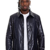 Chaqueta de cuero azul marino para hombre Pitman Pythn 