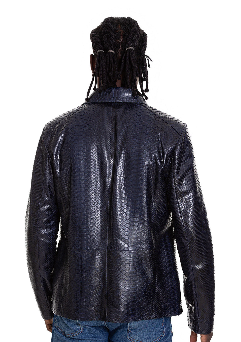 Chaqueta de cuero azul marino para hombre Pitman Pythn 