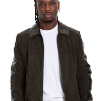 The Albendin Green Leather Men  Jacket