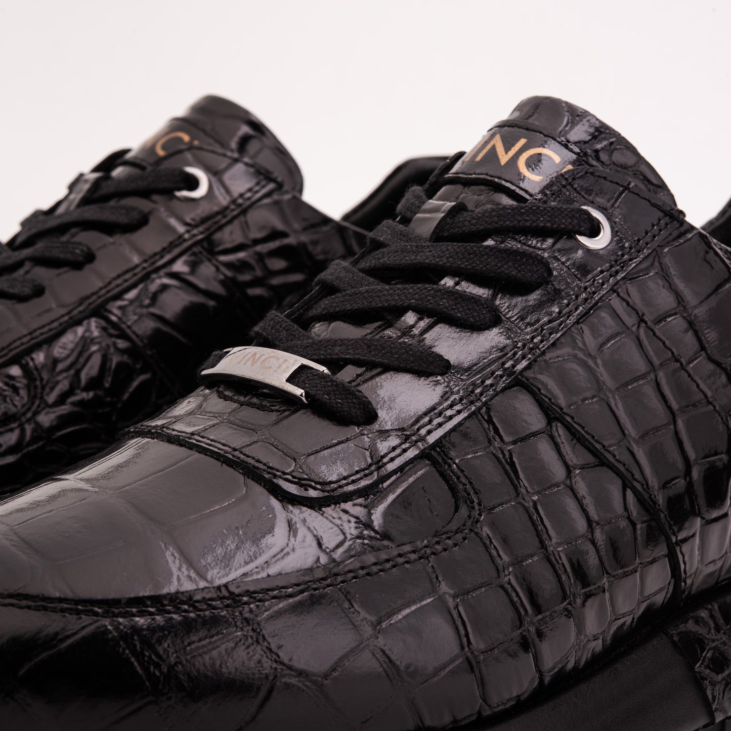 Zapatilla negra de cuero genuino para hombre Valeron