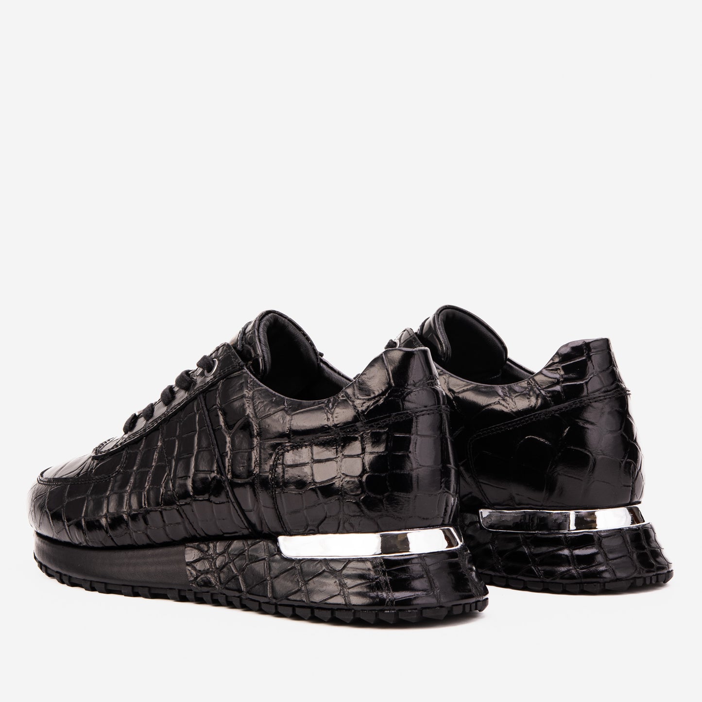 Zapatilla negra de cuero genuino para hombre Valeron