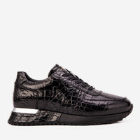 Zapatilla negra de cuero genuino para hombre Valeron