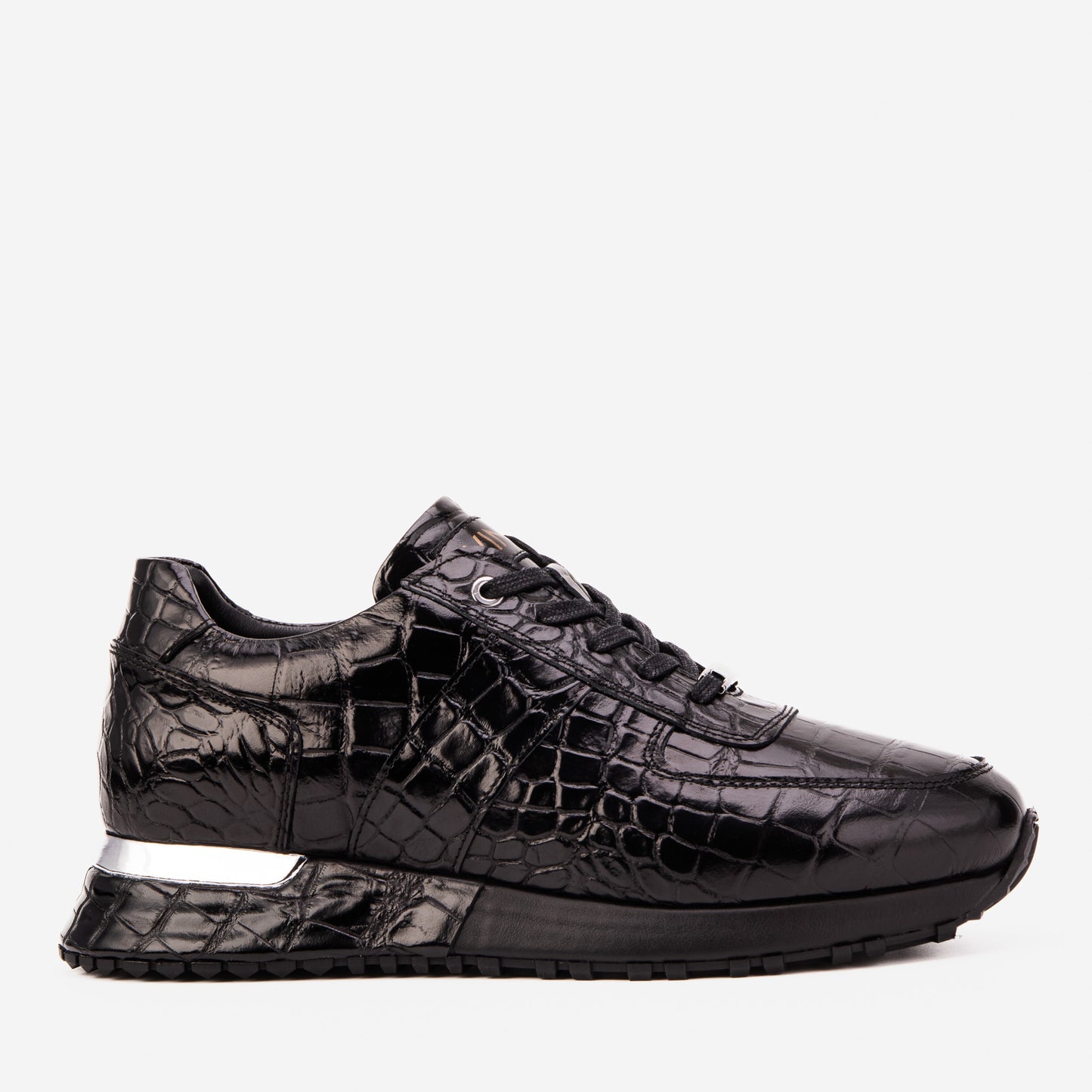 Zapatilla negra de cuero genuino para hombre Valeron