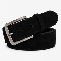 The Bari Black Suede Leather Belt