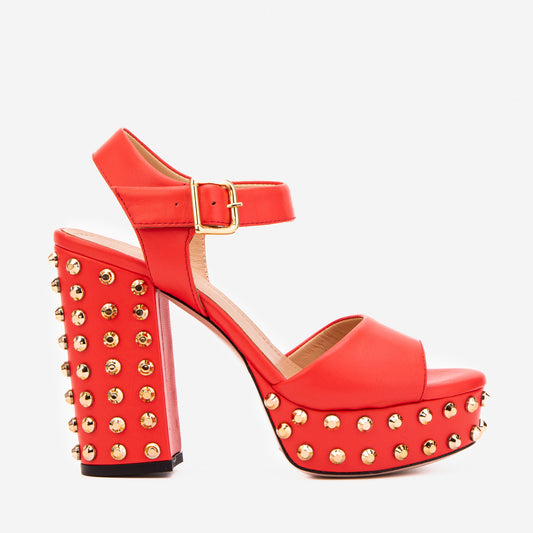La sandalia de mujer con plataforma y tacón de punta de cuero de gamuza negra Tampico