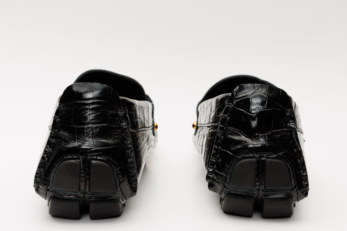 The Pisa Black Leather Bit Drive Loafer Men Shoe