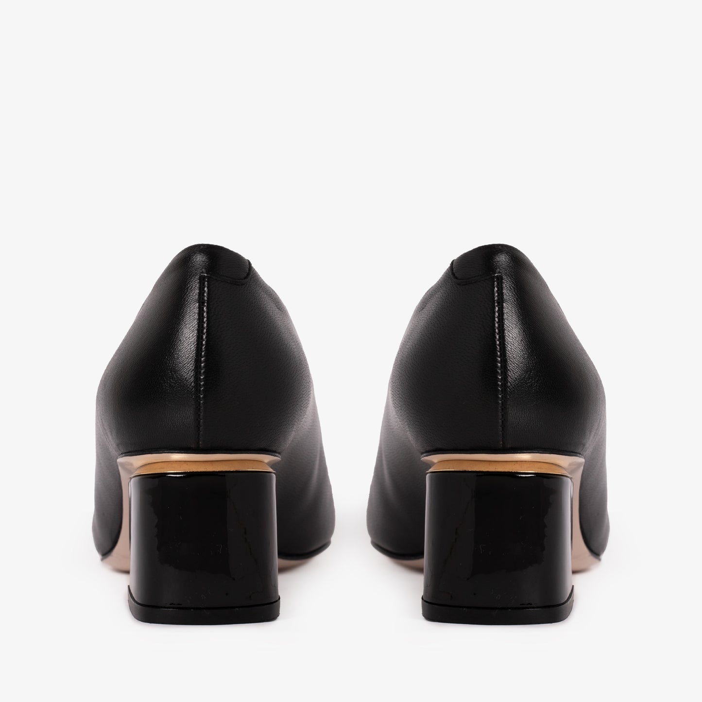 Zapatos de tacón de bloque con puntera de cuero negro Diva para mujer 