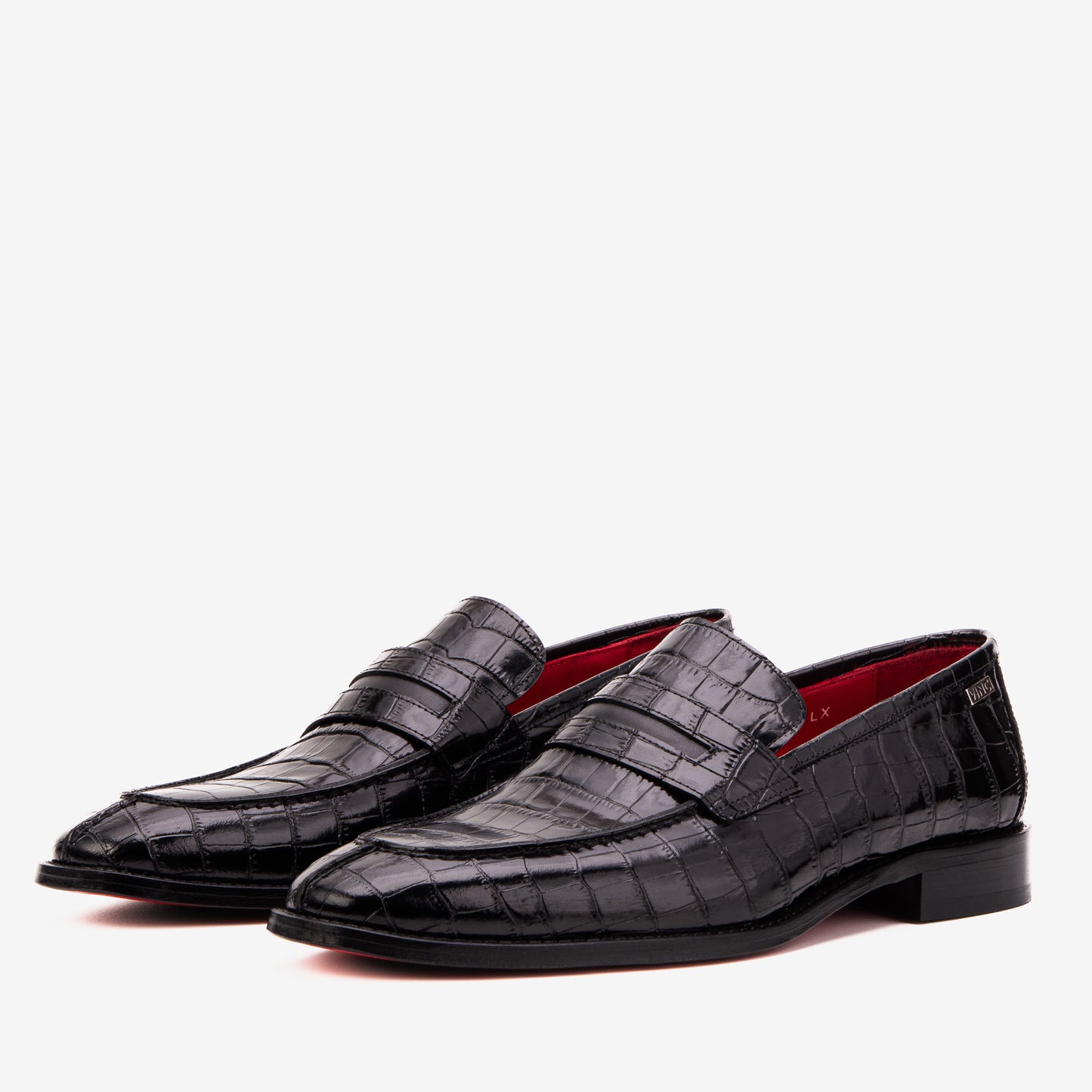 The Stradale Black Crocodile Leather Men Penny Loafer