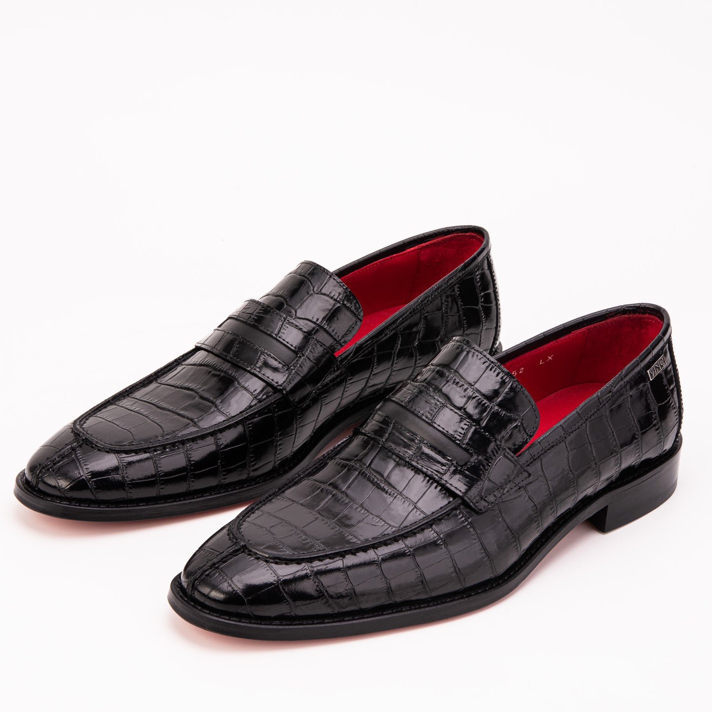 The Stradale Black Crocodile Leather Men Penny Loafer