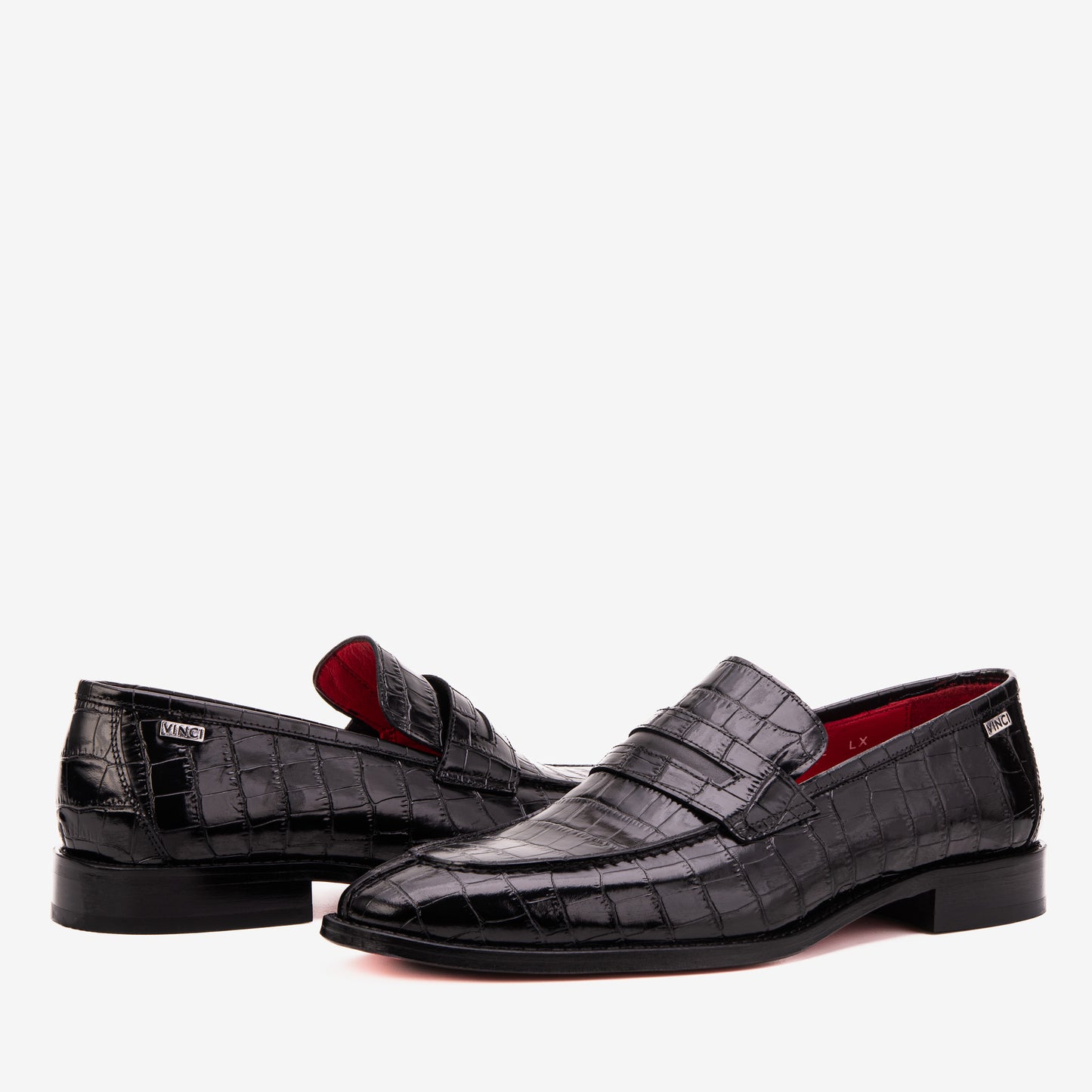 The Stradale Black Crocodile Leather Men Penny Loafer