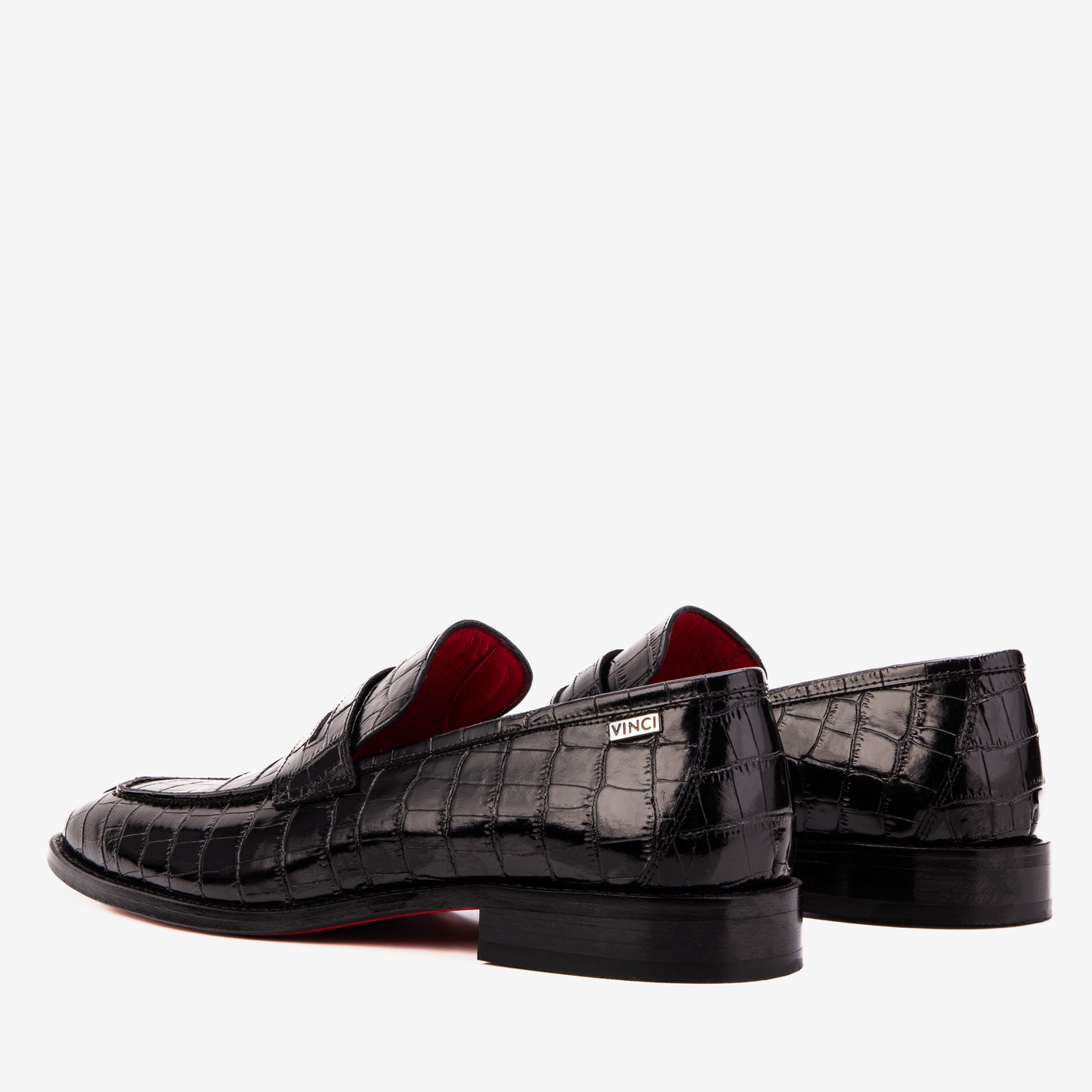 The Stradale Black Crocodile Leather Men Penny Loafer