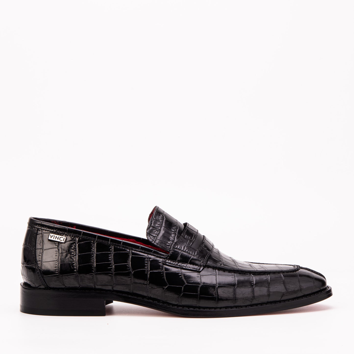 The Stradale Black Crocodile Leather Men Penny Loafer