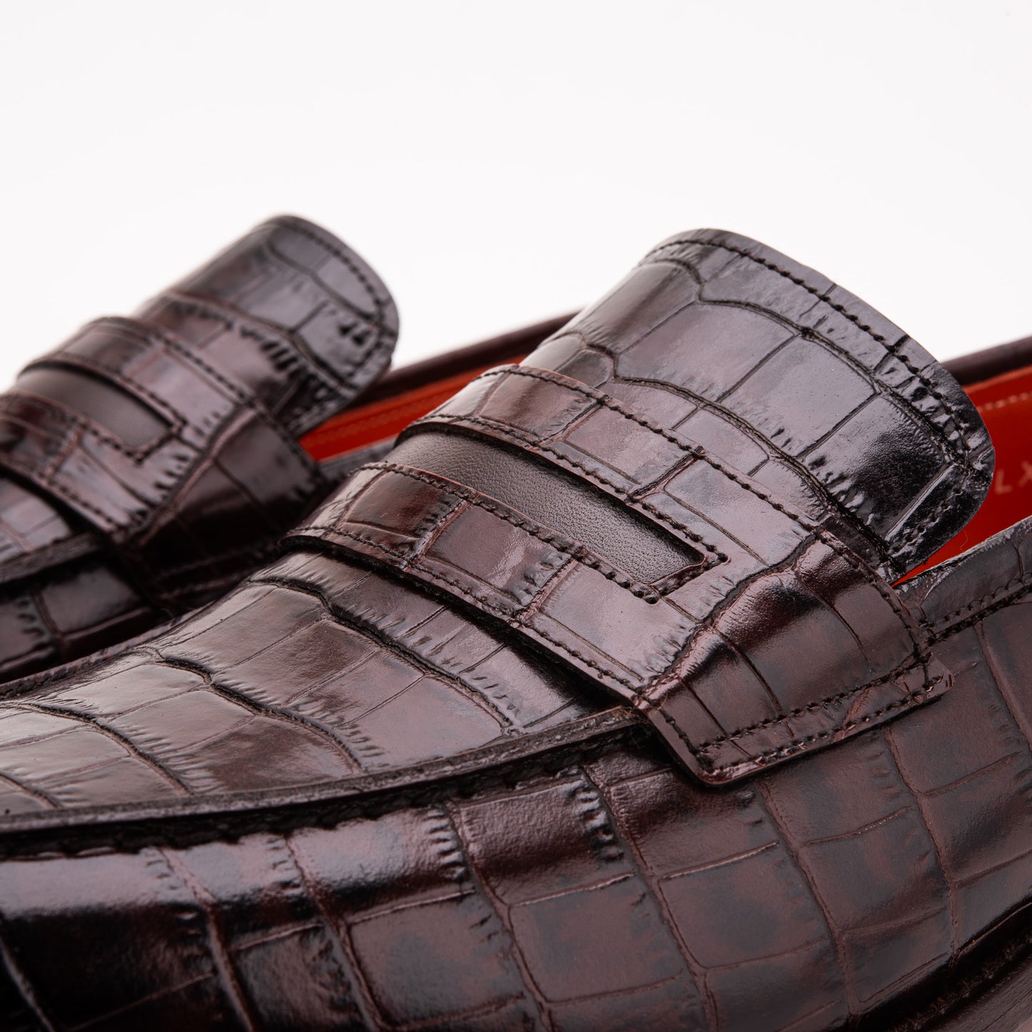 The Stradale Espresso Crocodile Leather Men Penny Loafer