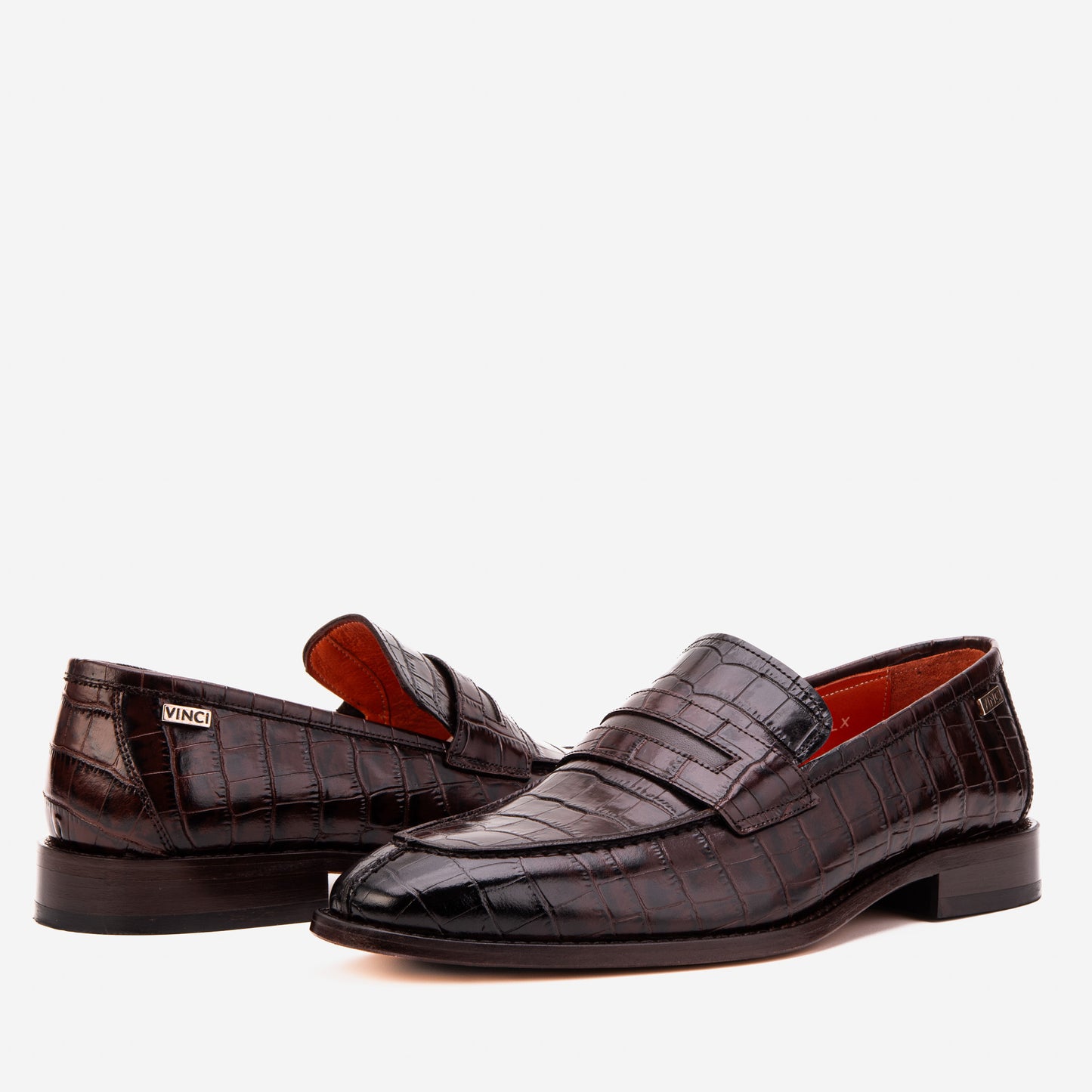 The Stradale Espresso Crocodile Leather Men Penny Loafer