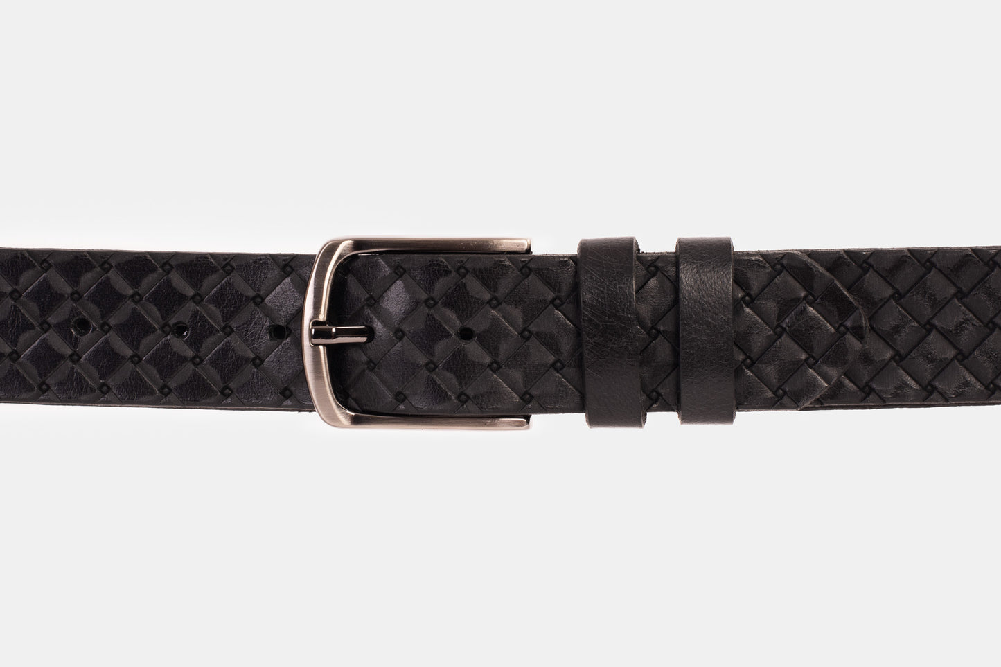 The Turan Black Woven Leather Belt