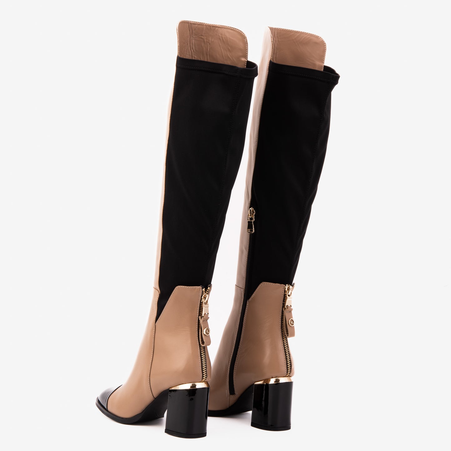 Las botas de mujer de cuero crema Verona hasta la rodilla