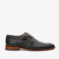 Zapatos de vestir para hombre con doble hebilla y tejido negro Turan