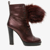 The Melo Burgundy Leather Natural Mid Calf Platform Heel Women Boot