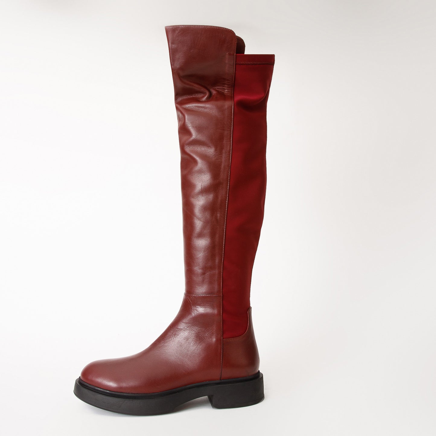 Bota hasta la rodilla de piel color burdeos para mujer Harmony Belle
