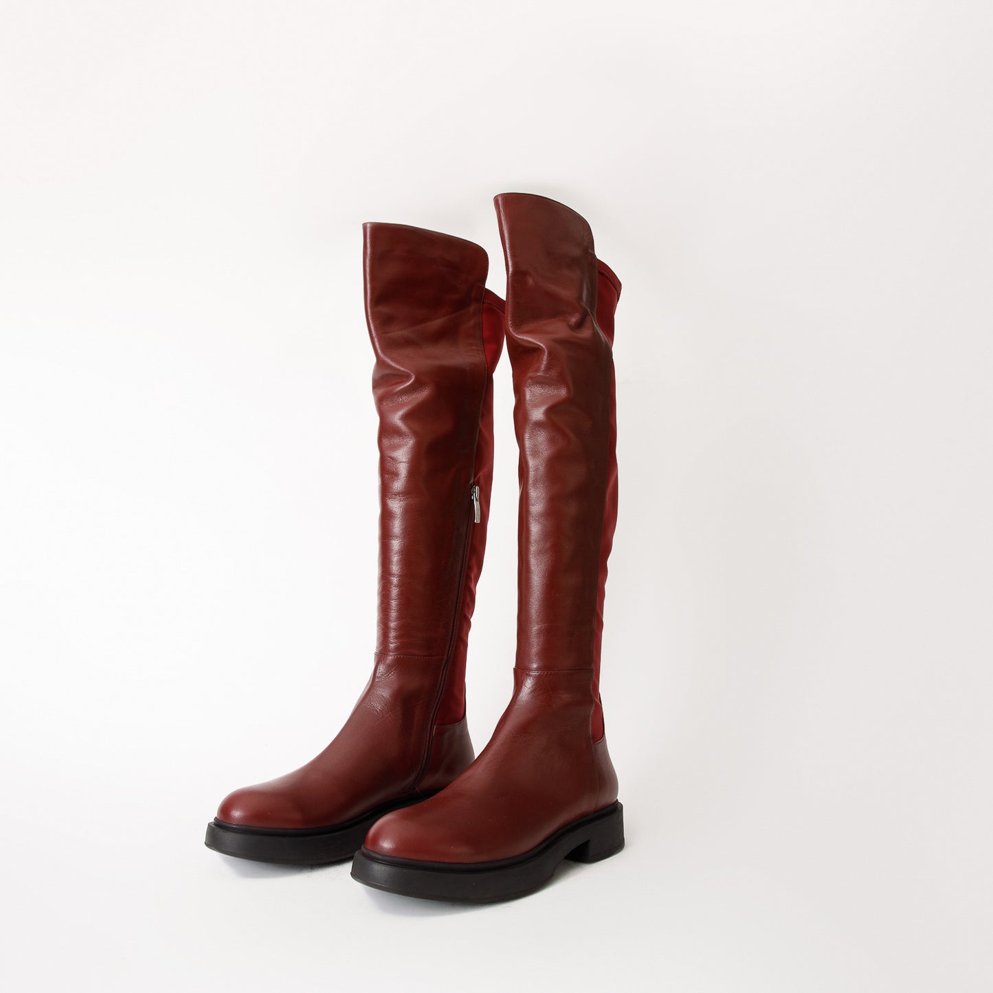 Bota hasta la rodilla de piel color burdeos para mujer Harmony Belle