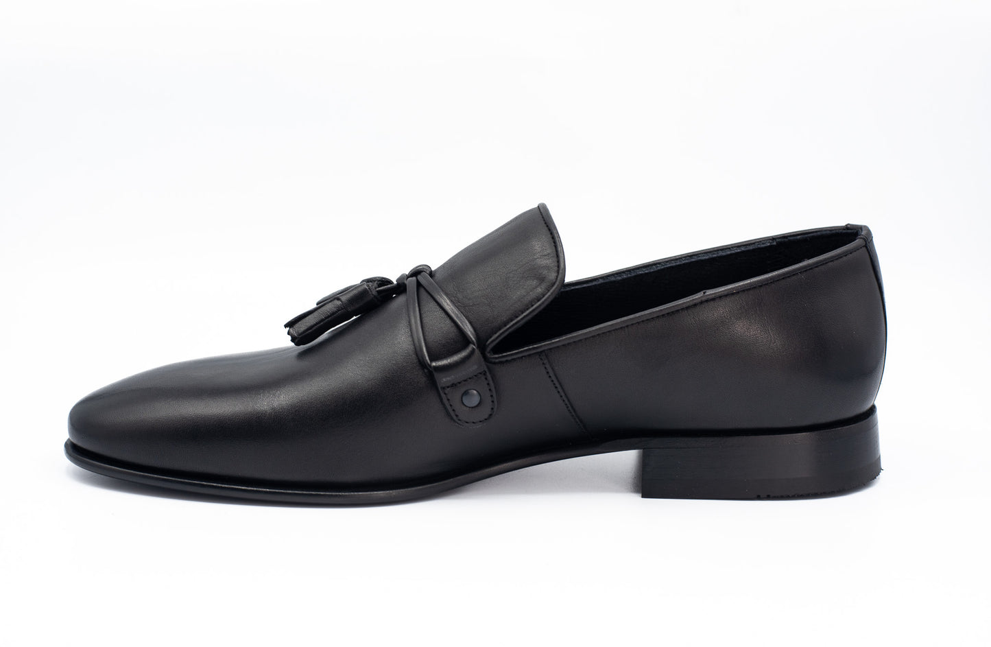 Mocasines con borlas de cuero negro Modica ¡Venta final!