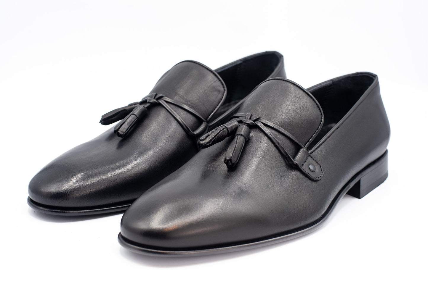 Mocasines con borlas de cuero negro Modica ¡Venta final!