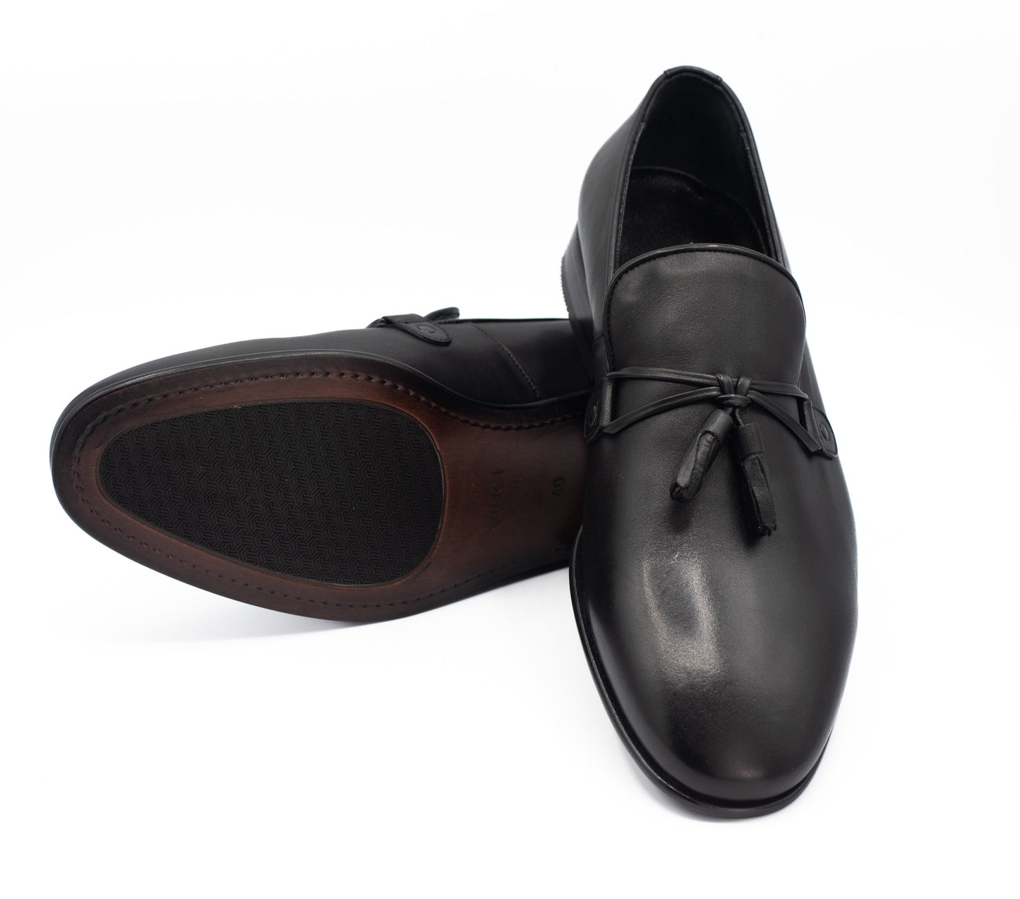 Mocasines con borlas de cuero negro Modica ¡Venta final!
