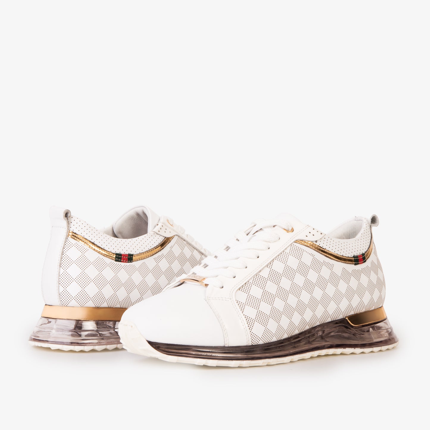 The Cenova White & Gold Leather Men Sneaker