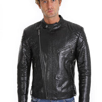 The Aristes Pythn Black Leather Men Jacket